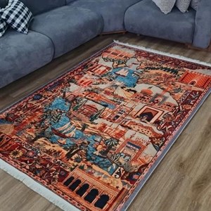 فرشینه مخمل هازان ترک طرح ایران u467(پس کرایه) - 1 در 1.5 متر (1/5 متری) - سایز: 1 در 1.5 متر (1/5 متری)