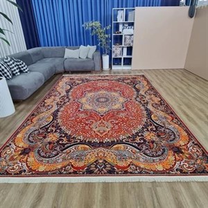 فرش چاپی مخمل هازان ترک طرح شاهکار سرخ a153 (پس کرایه) - 4 متری(225*150) - سایز: 4 متری(225*150)
