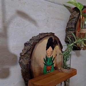 گلدان وجاکلیدی چوبی همراه نقاشی(پس کرایه) - طرح عاشقان - طرح: طرح عاشقان