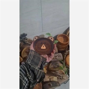 زیرلیوانی چوبی طرح خرس