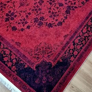 فرشینه مخمل هایژنیک کیفیت گوشتی A طرح زرشکی قرمز U100 (پس کرایه) - پادری 50 در 80 سانت - سایز: پادری 50 در 80 سانت