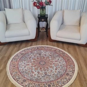 فرش چاپی گرد مخمل کیفیت هایژنیک طرح لورا D275(پس کرایه) - قطر 150 - سایز: قطر 150