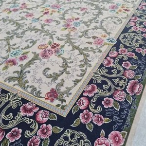 فرش چاپی مخمل کیفیت هایژنیک گوشتی A طرح راهرویی غنچه L785(پس کرایه) - 1 در 1.5 متر (1/5 متری) - سایز: 1 در 1.5 متر (1/5 متری)