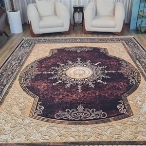 فرش چاپی مخمل کیفیت هایژنیک گوشتی A طرح سوما L504(پس کرایه) - 1 در 1.5 متر (1/5 متری) - سایز: 1 در 1.5 متر (1/5 متری)