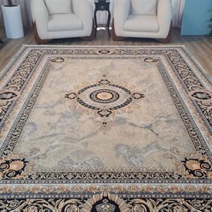 فرش چاپی مخمل کیفیت هایژنیک گوشتی A طرح پارسیا u658 (پس کرایه) - 1 در 1.5 متر (1/5 متری) - سایز: 1 در 1.5 متر (1/5 متری)