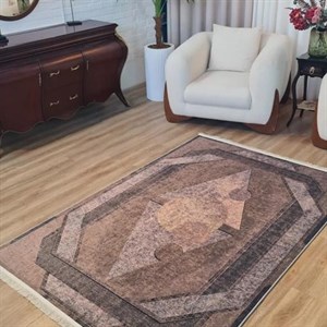 فرش چاپی مخمل کیفیت هایژنیک گوشتی A طرح اَرسو L679(پس کرایه) - 1 در 1.5 متر (1/5 متری) - سایز: 1 در 1.5 متر (1/5 متری)