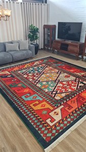 فرش چاپی قرمز کیفیت هایژنیک گوشتی A طرح پنجاب A052 (پس کرایه) - پادری 50 در 80 سانت - سایز: پادری 50 در 80 سانت