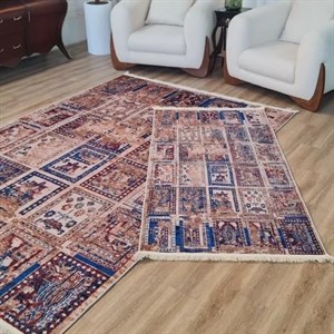 فرش چاپی مخمل کیفیت هایژنیک گوشتی A طرح پازل بلوچی M182 (پس کرایه) - پادری 50 در 80 سانت - سایز: پادری 50 در 80 سانت