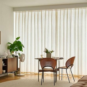پرده تیکو دکو مدل دوخت ساده کتان شفاف حاشیه دار سایز 280 × 800 سانتی‌متر