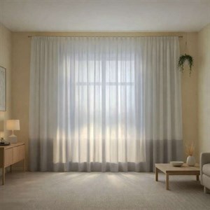 پرده تیکو دکو مدل دوخت ساده کتان شفاف حاشیه دار سایز 280 × 600 سانتی‌متر