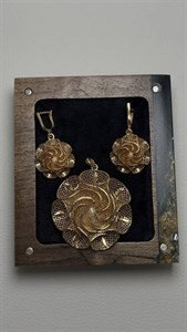 نیم ست نقره زنانه مدل گل آبکارطلا nnz3 