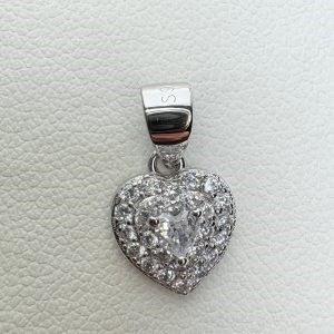 پلاک نقره زنانه طرح قلب نگین دار 