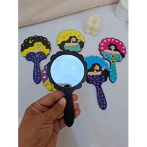 اینه دسته دار چوبی طرح دخترانه