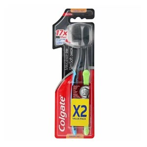مسواک کولگیت Colgate مدل Charcoal درجه سختی Soft بسته 2 عددی 