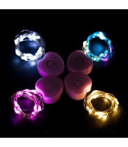 ریسه مفتولی LED یک متری قلبی باتری خور نور آفتابی سه حالته