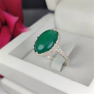 انگشتر زنانه عقیق سبز کد 4277