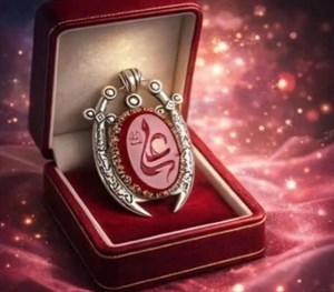 خرید گردنبند ذوالفقار نقره با عقیق سرخ و تاج برنجی؛ تلفیق شکوه و اصالتکد 1851