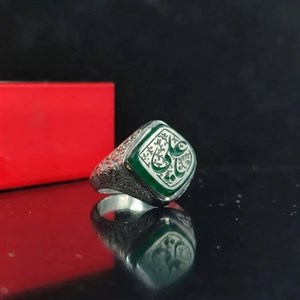 انگشتر عقیق سبز یا علی | جلوه‌ای خاص از زیبایی و معنویت  کد 5280