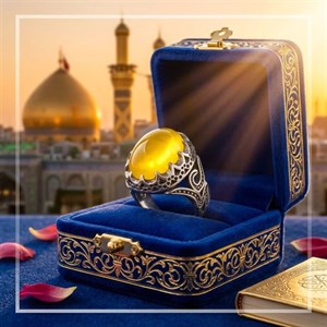 خرید انگشتر آلیاژی عقیق زرد | انگشتر آلیاژی با سنگ عقیق زرد شیک و چشم‌گیر  کد 5303