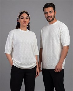 تیشرت باکسی زنانه یقه گرد طرح مربعی قواره آزاد کد 1989