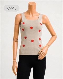تاپ گلدوزی قلب کش بافت یقه خشتی زنانه پوشاک کاج کد 2013