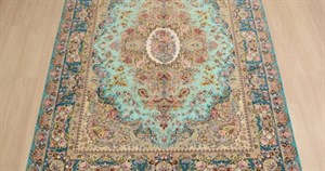 فرش دستباف 6 متری خطیبی آبی درباری تبریز