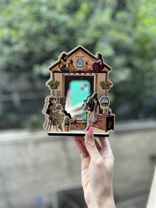 آینه رومیزی طرح دختر جنگل چوبی