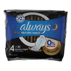 نوار بهداشتی بالدار متوسط الویز مدل Free secure night سایز متوسط بسته 6 عددی