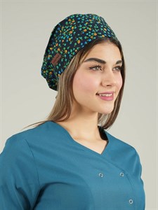 کلاه جراحی سرمه ای طرح گل پنبه مدل ساده‌