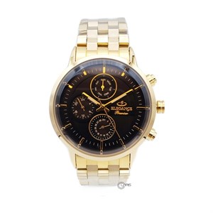ساعت الگانس ELEGANCE premier مردانه فول دیت مدل 1419G تمام طلایی صفحه مشکی