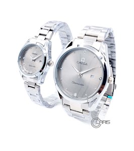 ساعت امگا OMEGA ست کد 002 تمام سیلور صفحه طوسی