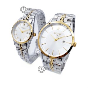 ساعت مچی سیکو SEIKO Vip ست مدل 2619 دورنگ سیلور طلایی صفحه سفید