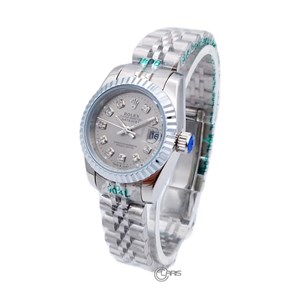 ساعت رولکس ROLEX دیت جاست زنانه تمام سیلور صفحه طوسی