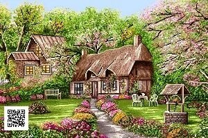 نخ و نقشه تابلوفرش کلبه گل‌ها،t283