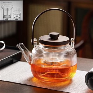 قوری پیرکس شیاردار دسته چوبی کد 1112