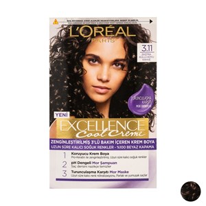 رنگ مو لورال LOREAL شماره 3.11 پایه قهوه ای دودی خیلی تیره