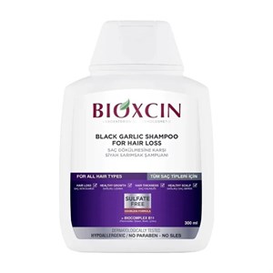 شامپو بدون سولفات بیوکسین سیر سیاه با خاصیت ضد ریزش قدرتمند BIOXCIN BLACK GARLIC ANTI HAIR LOSS FOR ALL HAIR TYPES حجم 300 میل