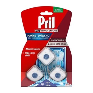 قرص جرم گیر ماشین ظرفشویی پریل Pril dishwasher detergent tablet بسته 3 عددی