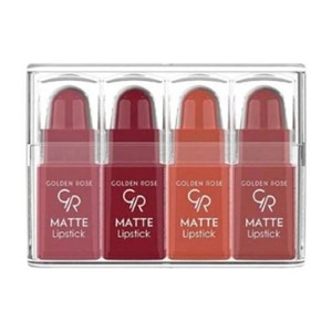ست مینی رژ لب مات مخملی گلدن رز GR Matte Lipstick mix 3 بسته 4 عددی
