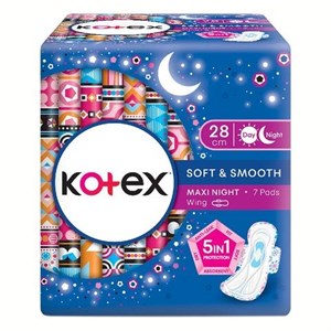 نوار بهداشتی بال‌دار شبانه کوتکس Kotex Comfort سایز 28 سانتی‌متر بسته 7 عددی