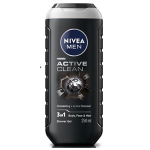 شامپو سر و بدن مردانه نیوا NIVEA ACTIVE CLEAN حاوی زغال فعال حجم 250 میل