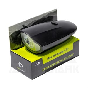 چراغ جلو بوق دار دوچرخه شارژی 7588 مشکی 