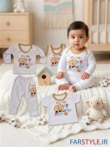ست ۵ تکه نوزادی طرح بره کوچولو Little Lamb - سایز 0 تا 9 ماهگی