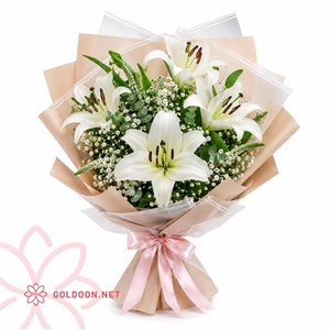 دسته گل لیلیوم سفید کد 004