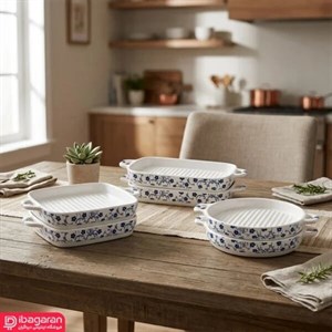 ست دو عددی خرما خوری طرح شکوفه آبی
