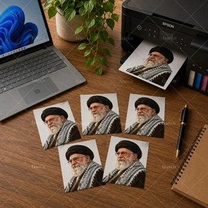 عکس  برچسب کوچک رهبر شهید طرح 3 
