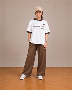 ست زنانه تیشرت کلاهدار و شلوار Saintpain Club 