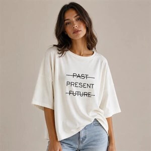 تیشرت باکسی زنانه طرح Past Present Future در 5 رنگ