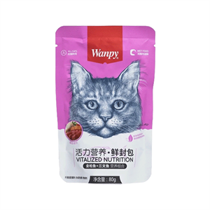 پوچ گربه ماهی سالمون و ماهی تن ونپی (Wanpy) - 80 گرم