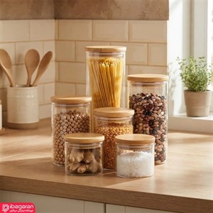 بانکه شیشه ای ریور مدل درب چوبی